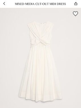 Banana Republic Cream Draped Front Midi Dress